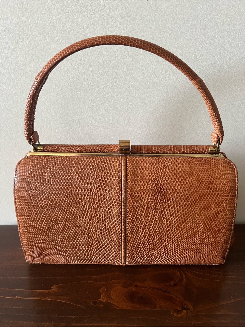 Vintage Bellestone Lizard Shoulder Bag with Top Handle